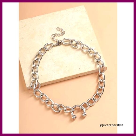 Silver Chunky Choker, Stainless Steel Chain, Punk & Gothic Necklace - Picture 5 of 7